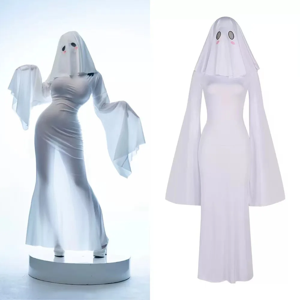 Halloween-Kostüme Ghost Lady Cosplay Kleidung Frau Aprikose mit dem gleichen süßen Geisterkleid Outfits für Frauen Partykostüm 2025
