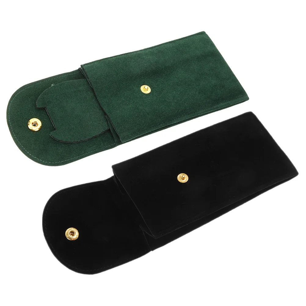 

2Pcs Watch Storage Case Portable Travel Pouch for Men Women Scratch Proof Watch Holder Soft Lining Snap Button Design