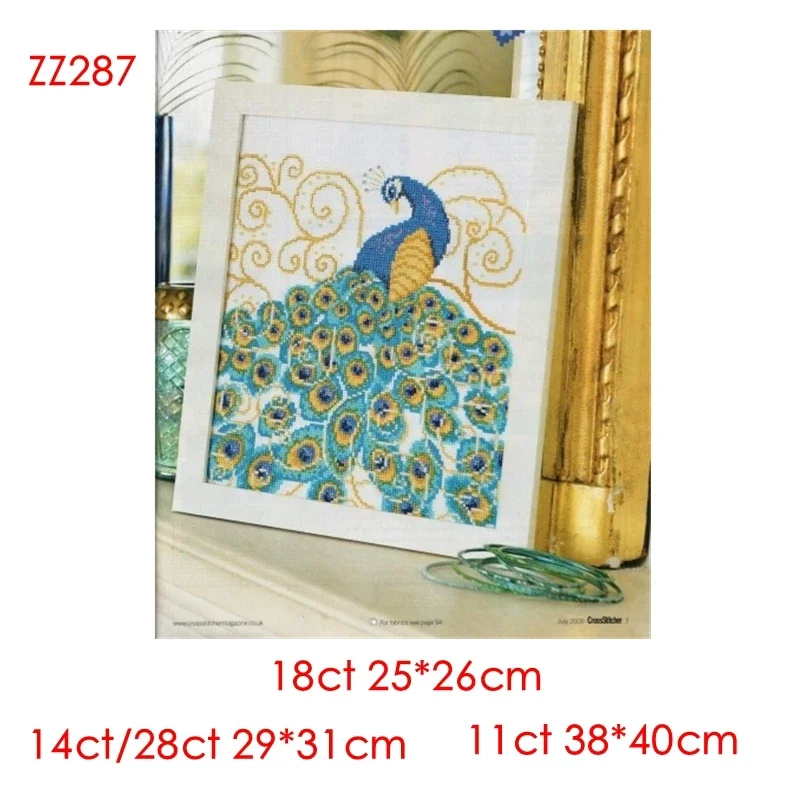 Cross Stitch Kit Magazine Animal Peacock 28ct Embroidery 18ct 14ct 11ct Precision Printed Fabric DIY Manual Embroidery Kit