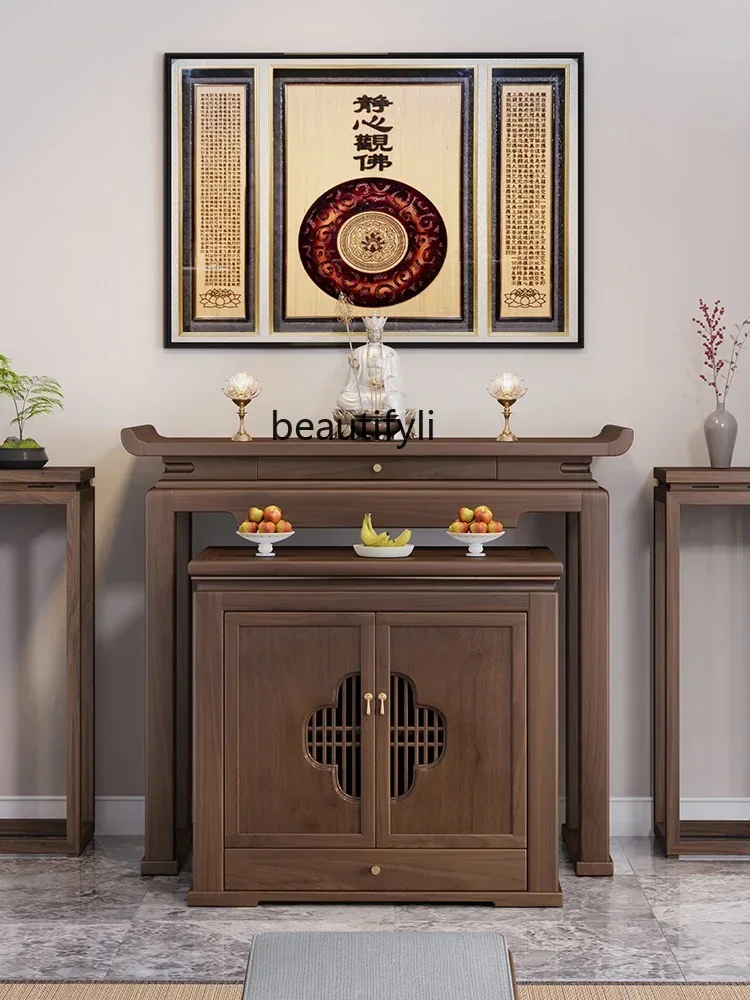 

Новый китайский стиль, черный орех, алтарь из цельного дерева, домашний стол для буддийского зала, стол Будды, простой стол для молитвенного алтаря