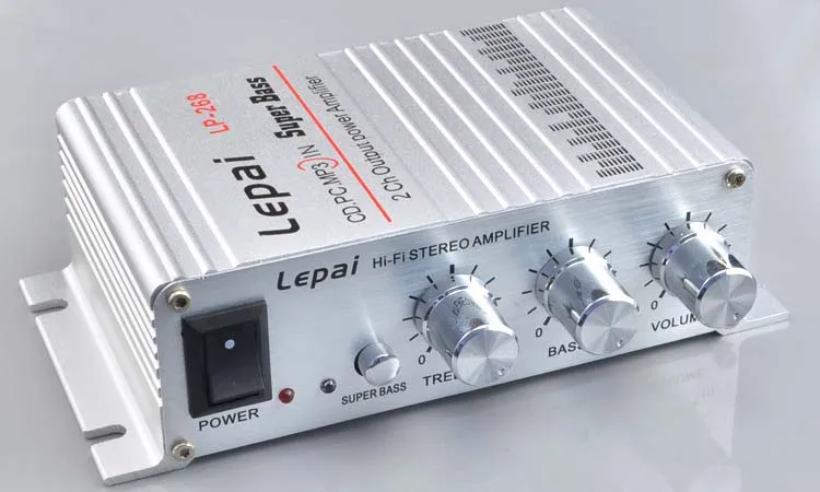 Lepai268 Small Audio Amplifier 100W 12V No Boot Noise HiFi Power Amp 2 Channels