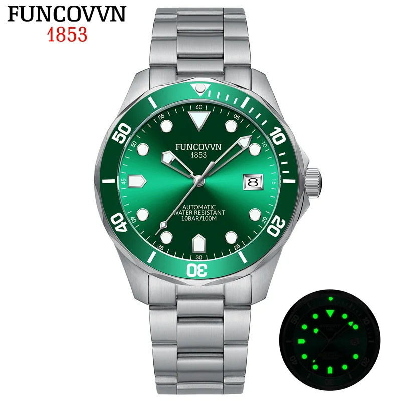 

FUNCOVVN New 41mm Men Automatic Mechanical Watches Men Date Luxury NH35 Stainless Steel Waterproof Watch Relogio Masculino