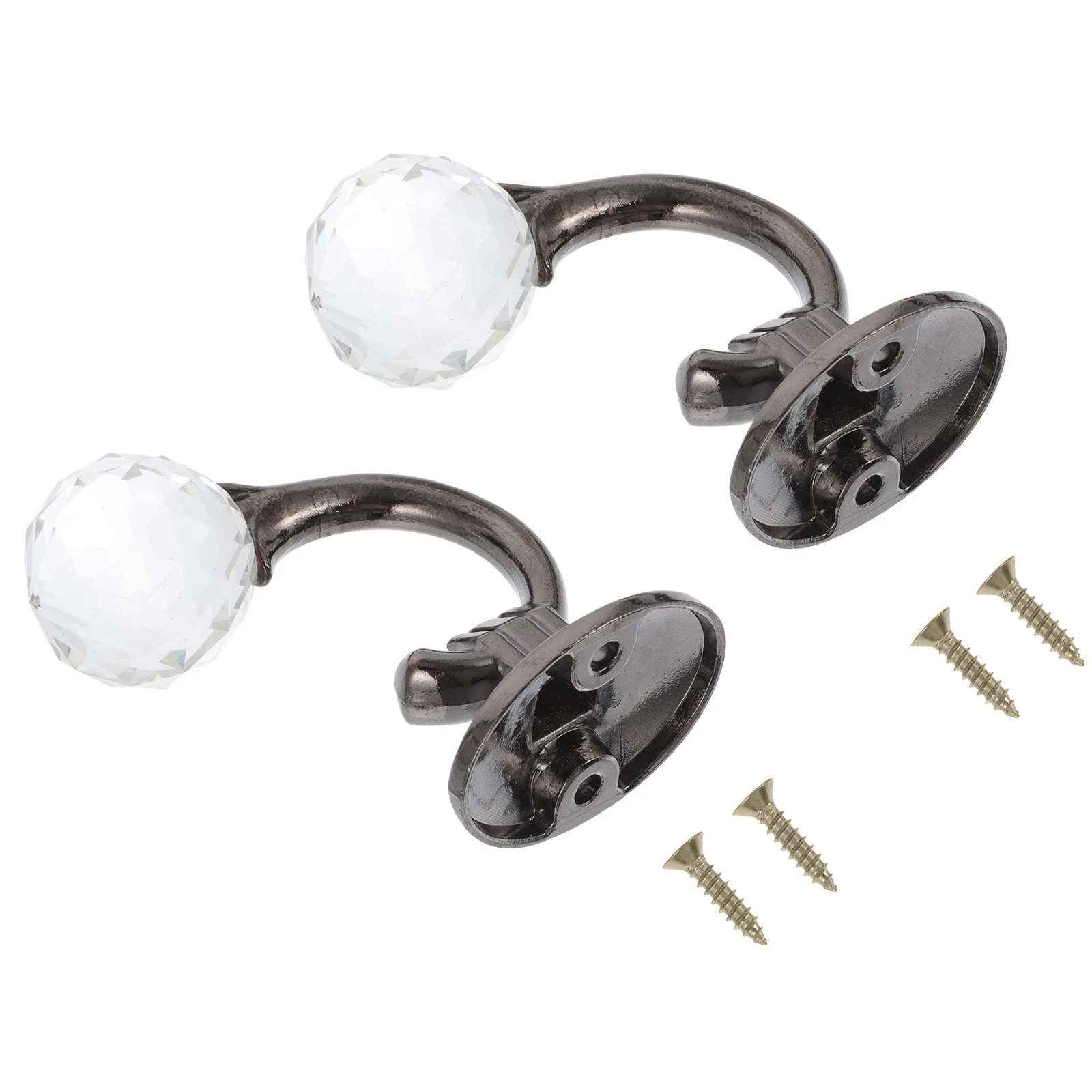 

2 Pcs Alloy Curtain Hooks Crystal Zinc Alloy Curtain Hooks Material Lightweight Bathroom Accessories Black Metal Hardware