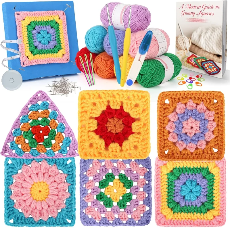 Crochet Kit Beginners For Granny Squares Starter Knitting Crochet Start Kit For Adults Learn To Crochet Coasters Table Runners