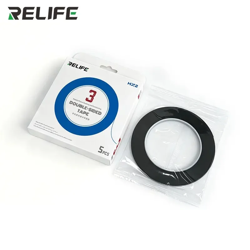 RELIFE HX2 Double Sided Tape 5 Pcs/Box 3mm Width 10m Length for Phone Screen Frame Sealing Shockproof High Adhesion No Residuent