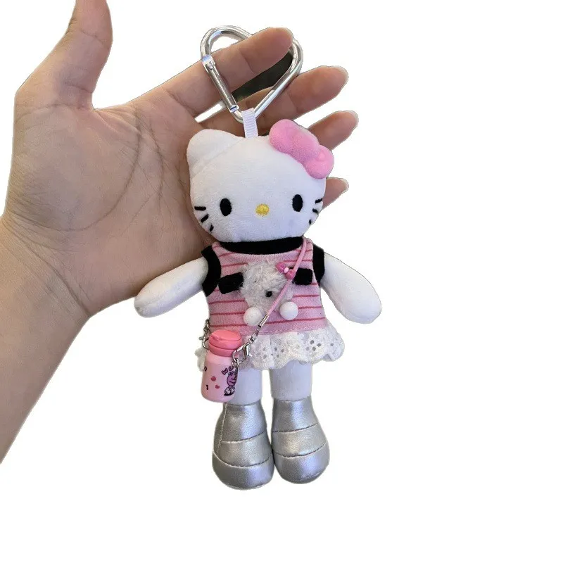 만화 헬로키티 롱레그 스커트 드레스업 봉제인형 키체인 DIY 핑크 강아지 언더셔츠 드레스 스쿨백 펜던트 여자아이 선물