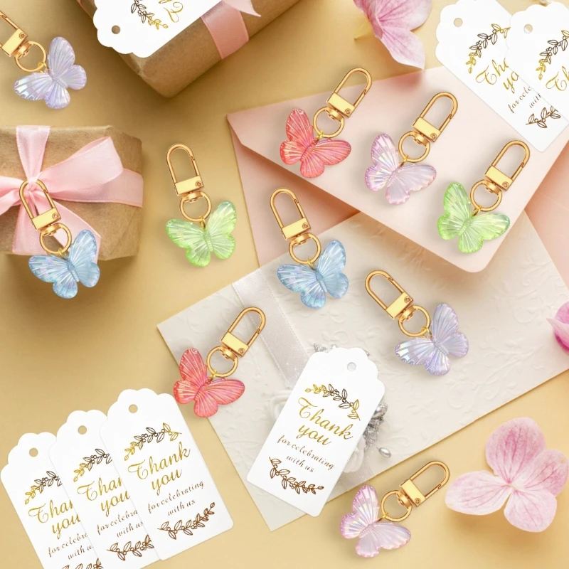 10 Pcs Butterfly Keyrings Pendant Keyholders Stylish Keychains Cartoon Animal Keychain Car Rings for Bag Decoration