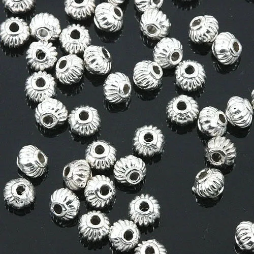 

100pc silver tone 5mm wide lantern design spacer beads EF0161
