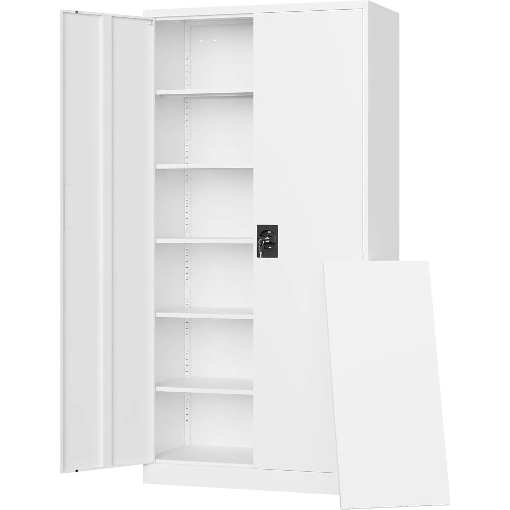 

Metal garage storage cabinets with lockable doors and adjustable shelves, steel tool cabinets