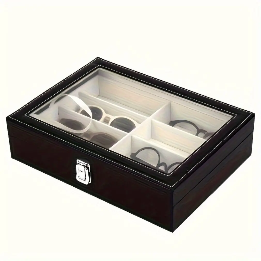 Multifunctional Sunglasses Storage Box, Men's and Women's Glasses Display Box, PU Leather Dustproof Jewelry Watch Storage Box