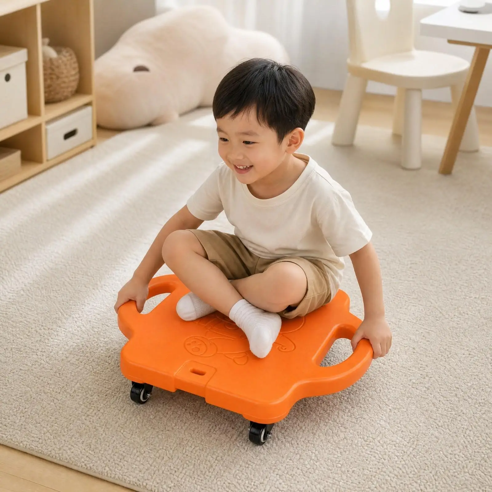 Kids Balance Scooter Board with Honeycomb Underside and Rounded Edges PE Wobble Trainer for Children Coordination Exercise