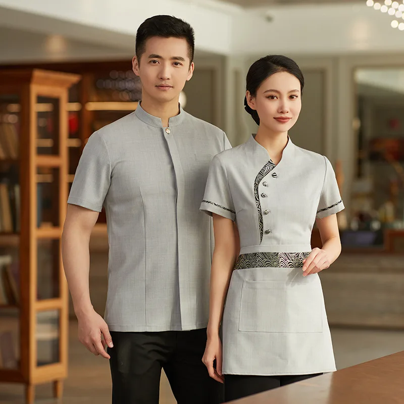 High-End Hotel Waiter Workwear Women's Catering Chinese Tea House Restaurant Hot Pot Restaurant Workwear Short Sleeve Summer