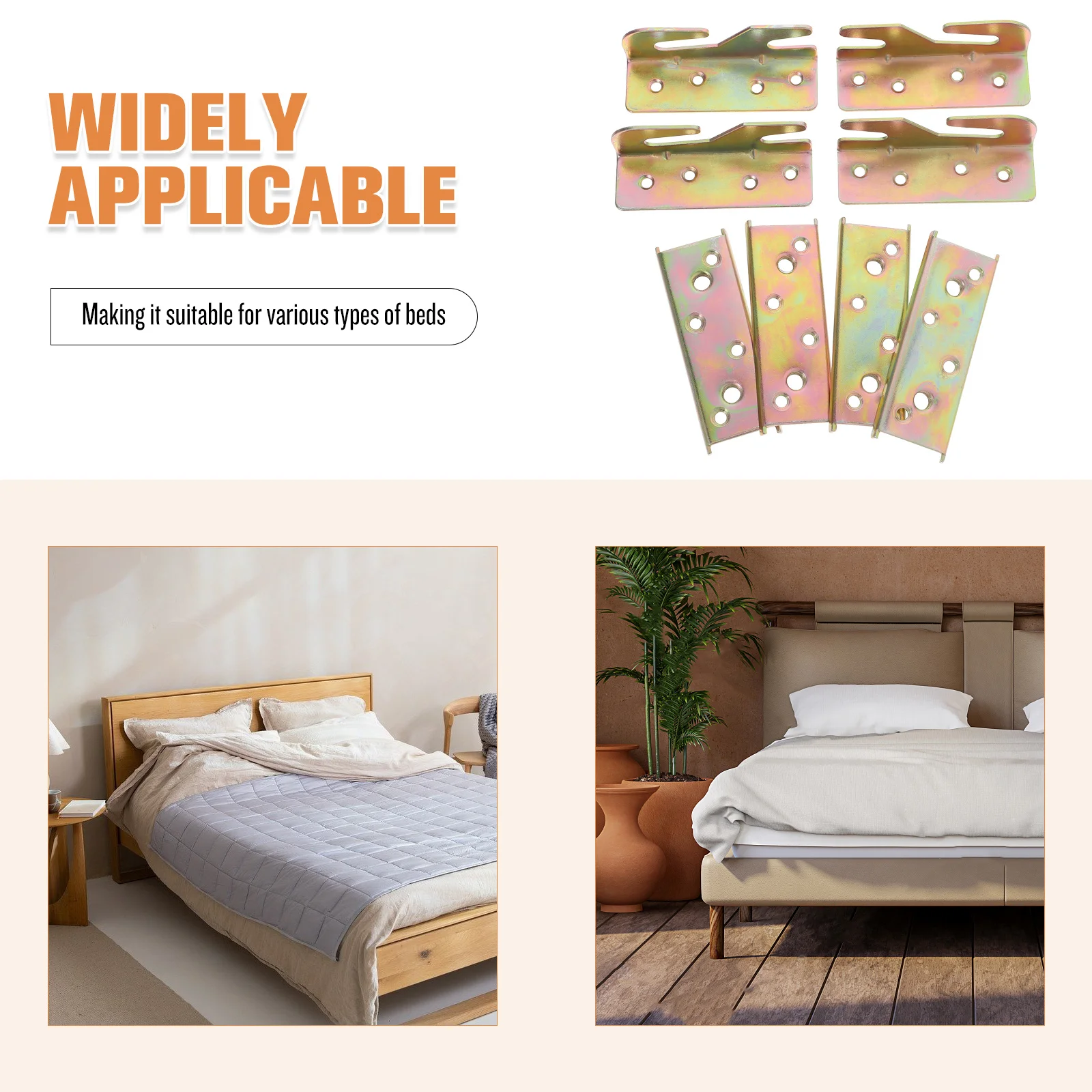 4個の目に見えないベッドハードウェアブラケット、パネル家具や木製ベッドにユニバーサルフィット、取り付けと分解が簡単