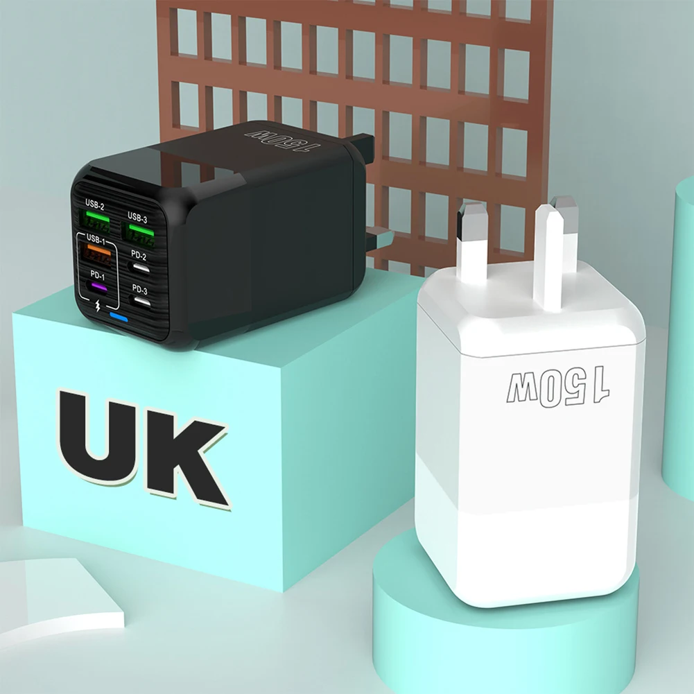 

Зарядное устройство USB-PD на 6 портов, 150 Вт, быстрая зарядка, Настольная Электростанция USB для ноутбуков и смартфонов