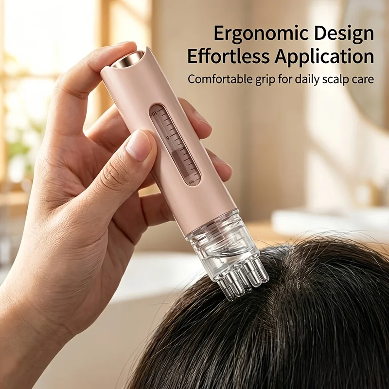 Scalp Applicator, Liquid Dispensing Comb, Head Oil Applicator, Visible Liquid Storage Bottle with Scale, Hair Care Liquid and Hair Growth Liquid Applicator Comb, Portable Hair Care and Massage Applicator Tool Set