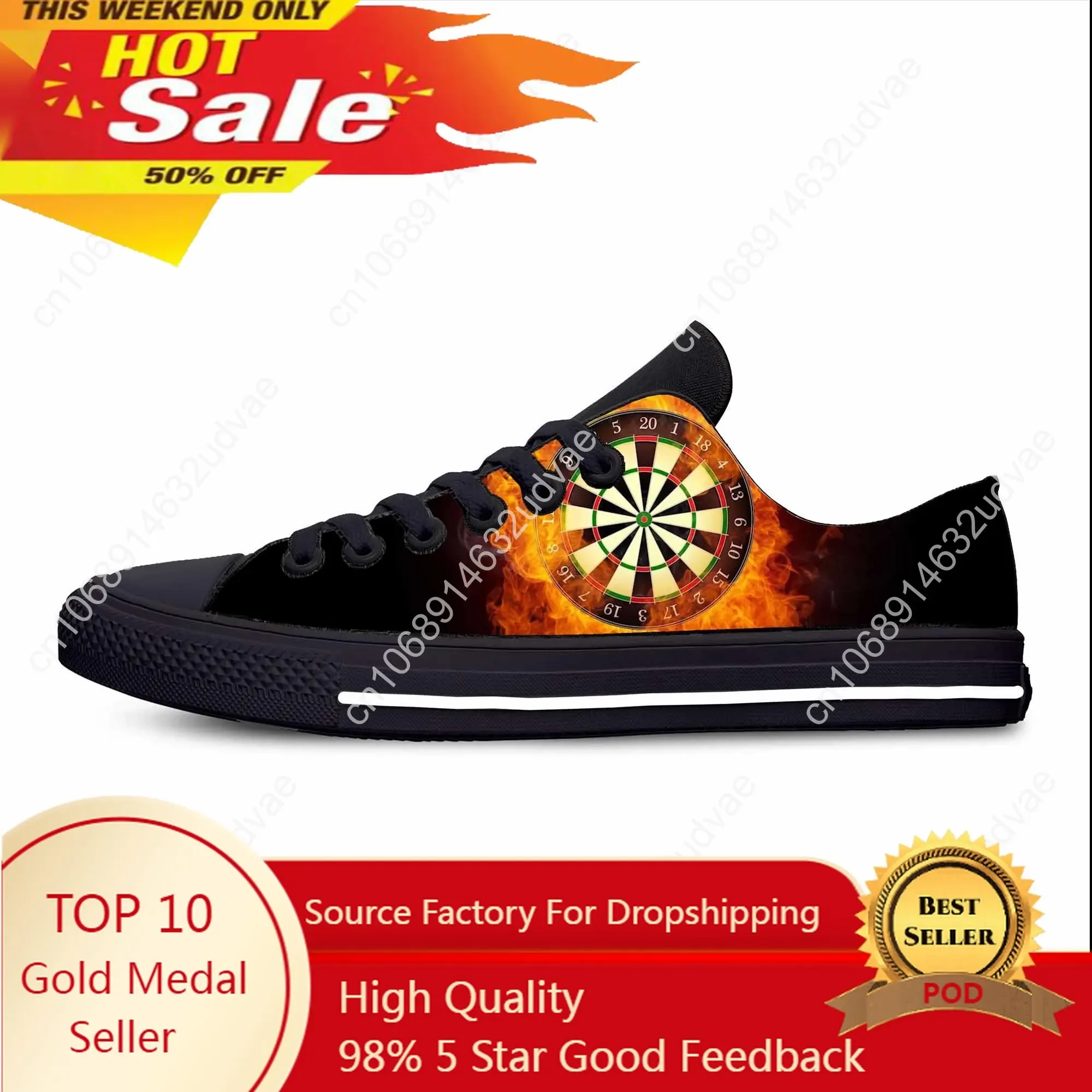 

Game Sport Darts Dartboard Dart board Target Funny Casual Cloth Shoes Low Top Comfortable Breathable 3D Print Men Women Sneakers