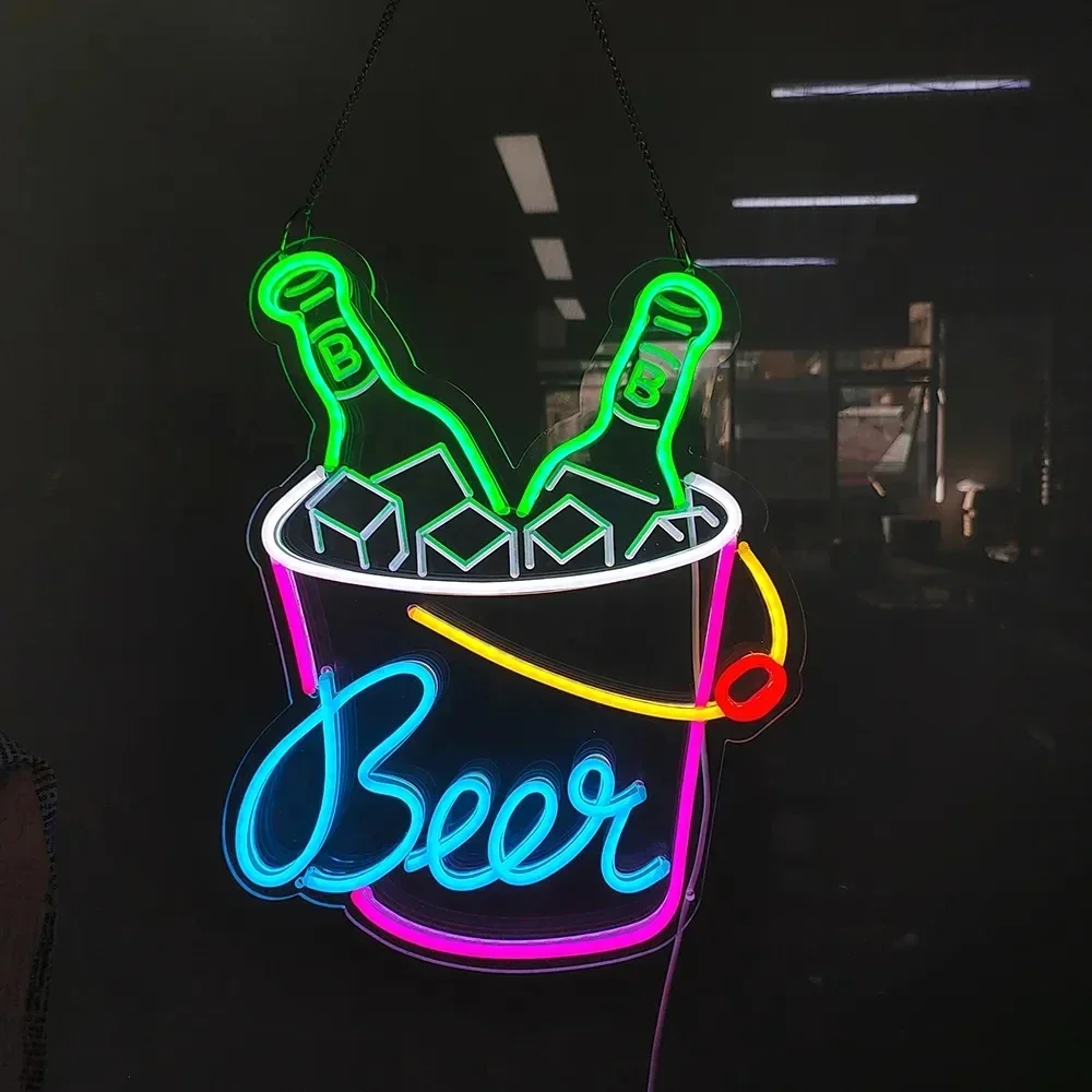 Beer Barrel Led Neon Sign Shop Bar Restaurant Hotel Decorative Light Neon Bedroom Wall Kitchen Christmas Decor Night Light USB