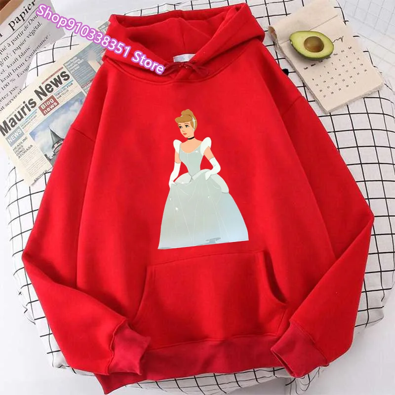 Princess Anime Hoodie Sweatshirts Women Cinderella Cartoon Hoodies Streewear Hooded Funny Clothing Harajuku Hoody Girls Tops