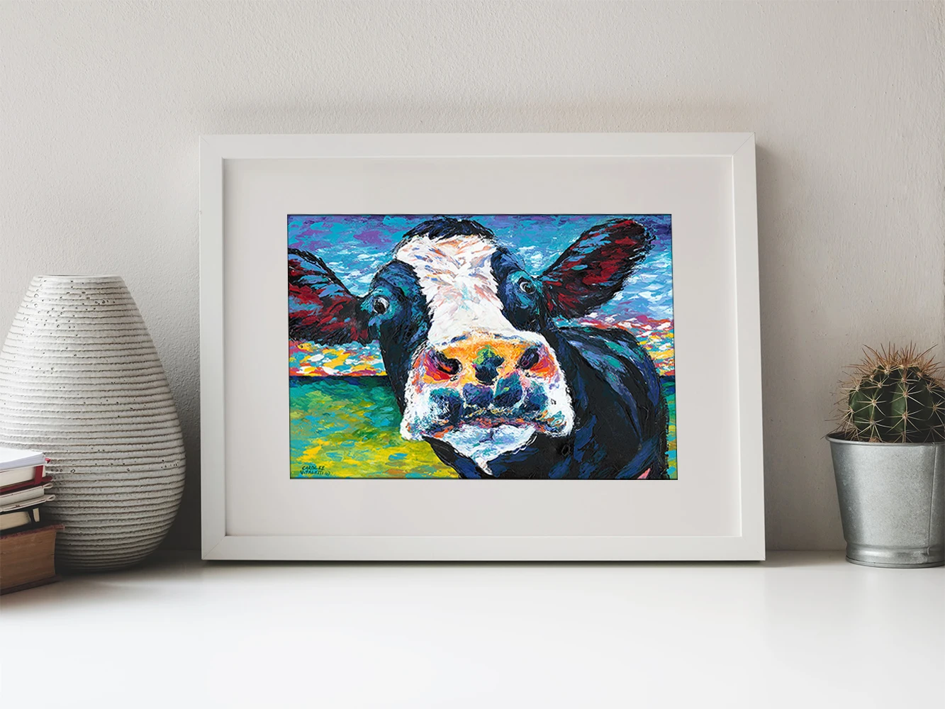 Curious Cow Wall Art Print Canvas Painting Illustration Home Decor Mural Poster Funny Wall Decoration