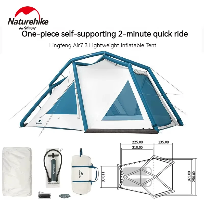 

Naturehike 1-2 People Inflatable Air Tent Self-support Beach Tent Silver Coated Silica 30D Fabric TPU Waterproof Lightweight 6kg