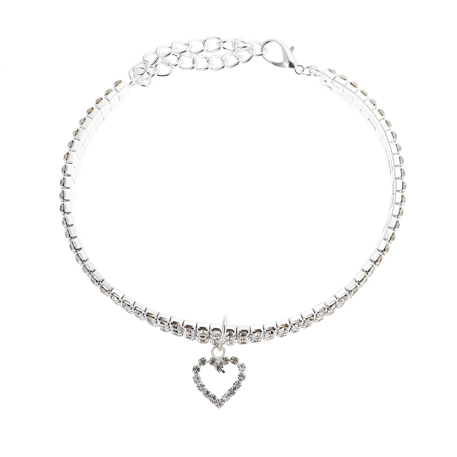 

Pet Collar For Dogs Cats Rhinestone Heart Pendant Durable Dog Necklace Chain Puppy Neckwear Elastic Pet Neck Decor