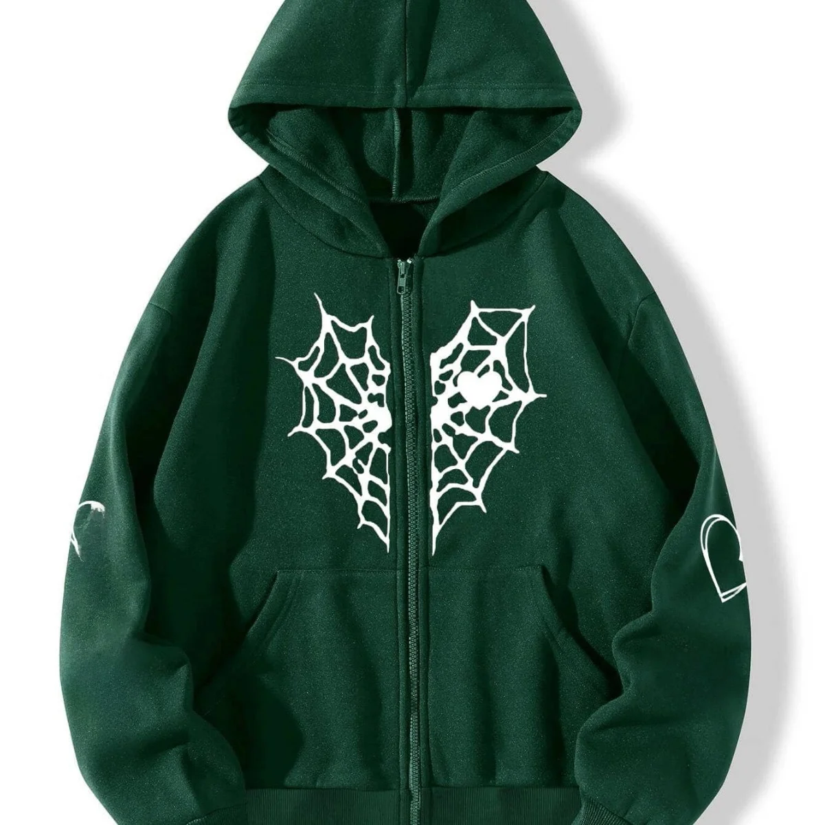 2023 automne hiver ex toile d'araignée coeur imprimé fermeture éclair Fce doublé chaud à capuche ouvert Cardigan Jaet femmes Sle