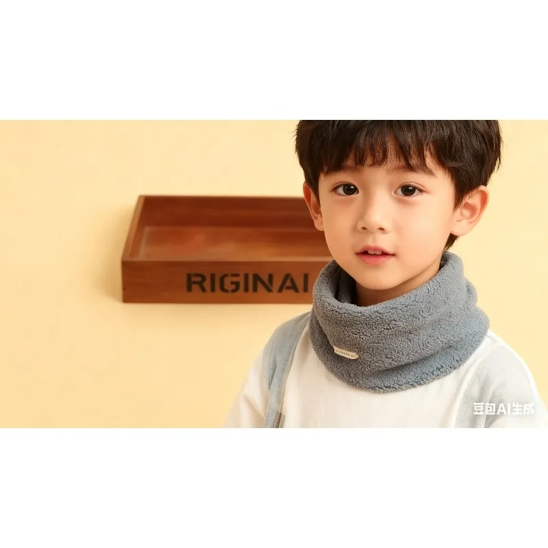 

Soft Winter Korean Style Fleece Neck Warmer for Kids Plush Pullover Scarf Baby Solid Color Outdoor Warm Scarf 1-6T Baby Clothing