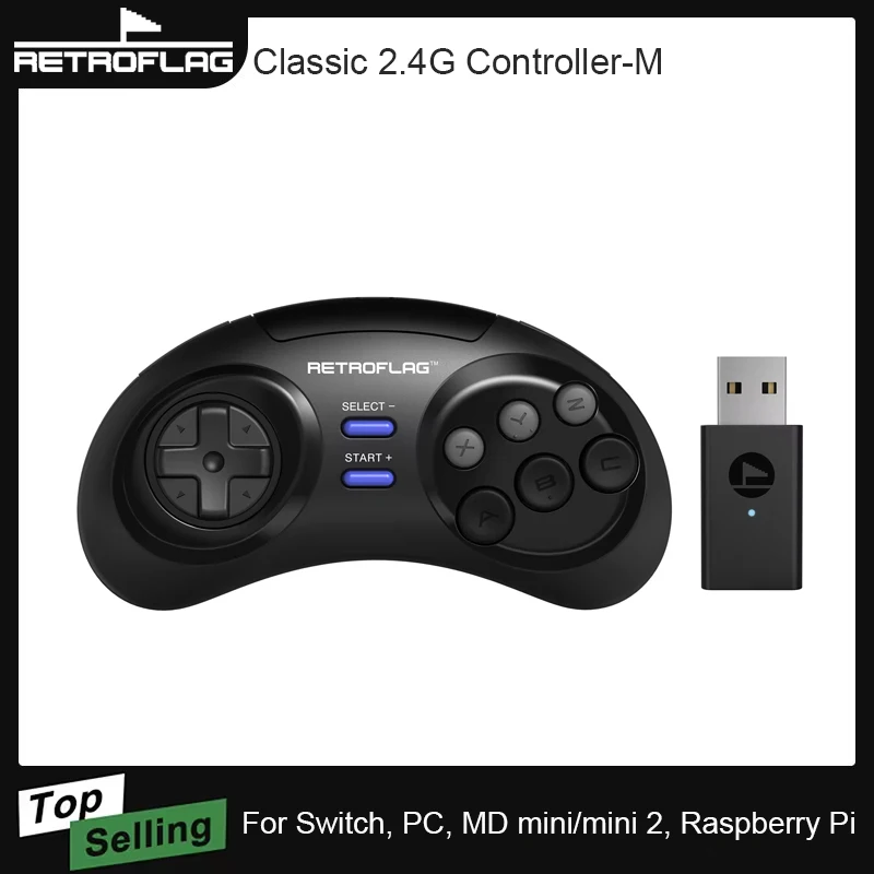 Retroflag Classic 2.4G Controller-M Wireless Gamepad Gaming for Nintendo Switch Windows MD Mini/Mini 2 and Raspberry Pi Console