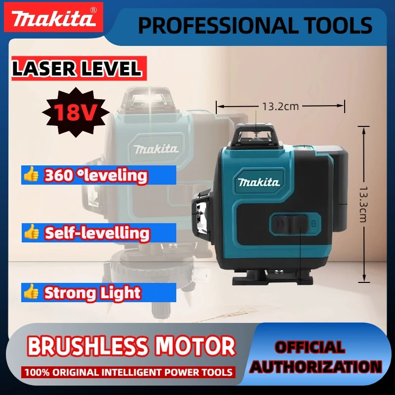 حار Makita16-Line 360 أفقي عمودي عبر المستوى عالية الدقة الضوء الأخضر الليزر عالية الدقة الحائط أداة محمولة