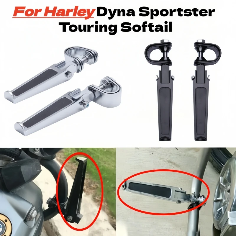 

Motorcycle 1-1.25" Crash Bar Highway Footpegs Foldable Footrest Engine Guards Foot Peg For Harley Dyna Sportster Touring Softail