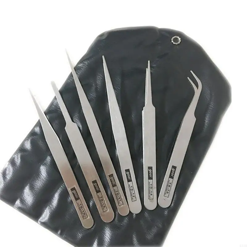 Stainless Steel Tweezers Set Of 6 Durability For Model Enthusiasts And Laboratory Technicians