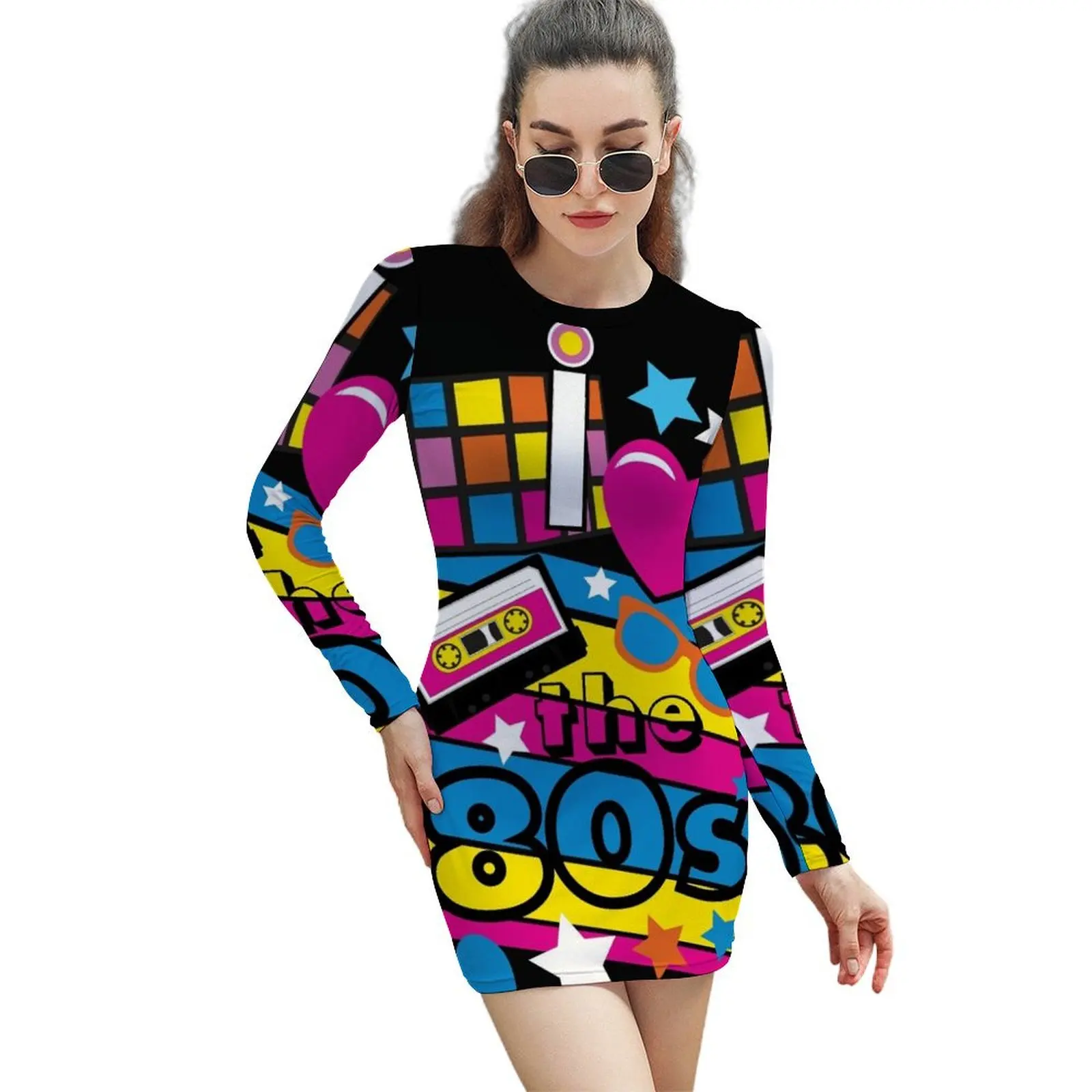 

I love the 80s! Cool Neon Pop Culture Shirt & Gifts Long-Sleeved Sheath Dress women evening dress Elegant gown luxury dress