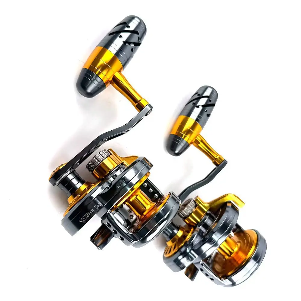 9BB+2RB Full Metal Jigging Reel 6.3:1 Gear Ratio 30kg Drag Gunmetal Gold For Boat Saltwater Trolling Deep Sea Fishing TF200/500