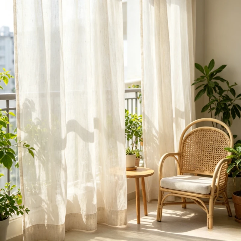 Literary Cotton Linen Semi Blackout Tulle Gauze Curtain Ins Style Nordic Simple Japanese Style Custom Size Fashion Elegant