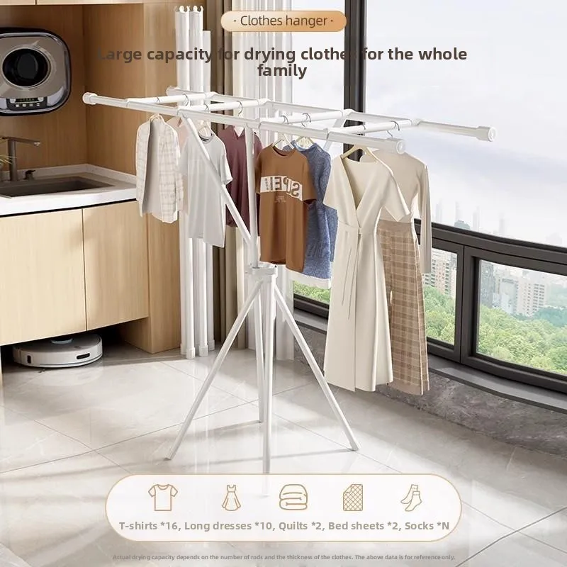 No-Install Folding Clothes Drying Rack Indoor Bedroom Outdoor Retractable Rod Style Quilt Clothes Drying Hanger Fall Winter