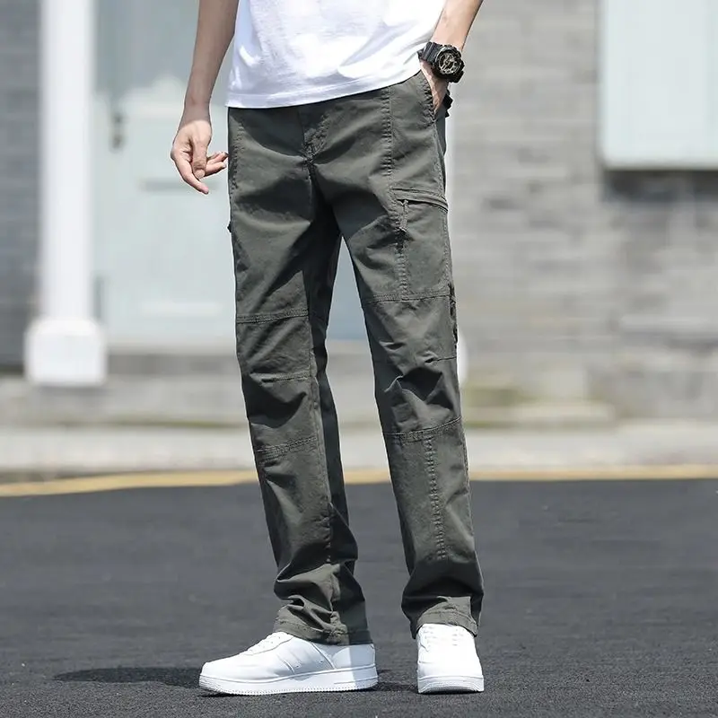 

American Style Workwear Trousers for Men Loose Straight Leg Outdoor Pants Casual Long Hiking Trousers Spring Autumn Daily Wear