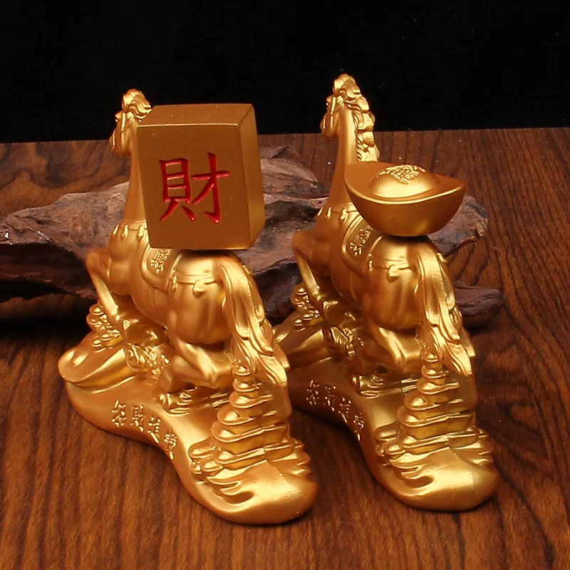Get Rich Quickly Yuanbao Turning Sand Gold Zodiac Horse Metal Craft Desktop Ornament Gift