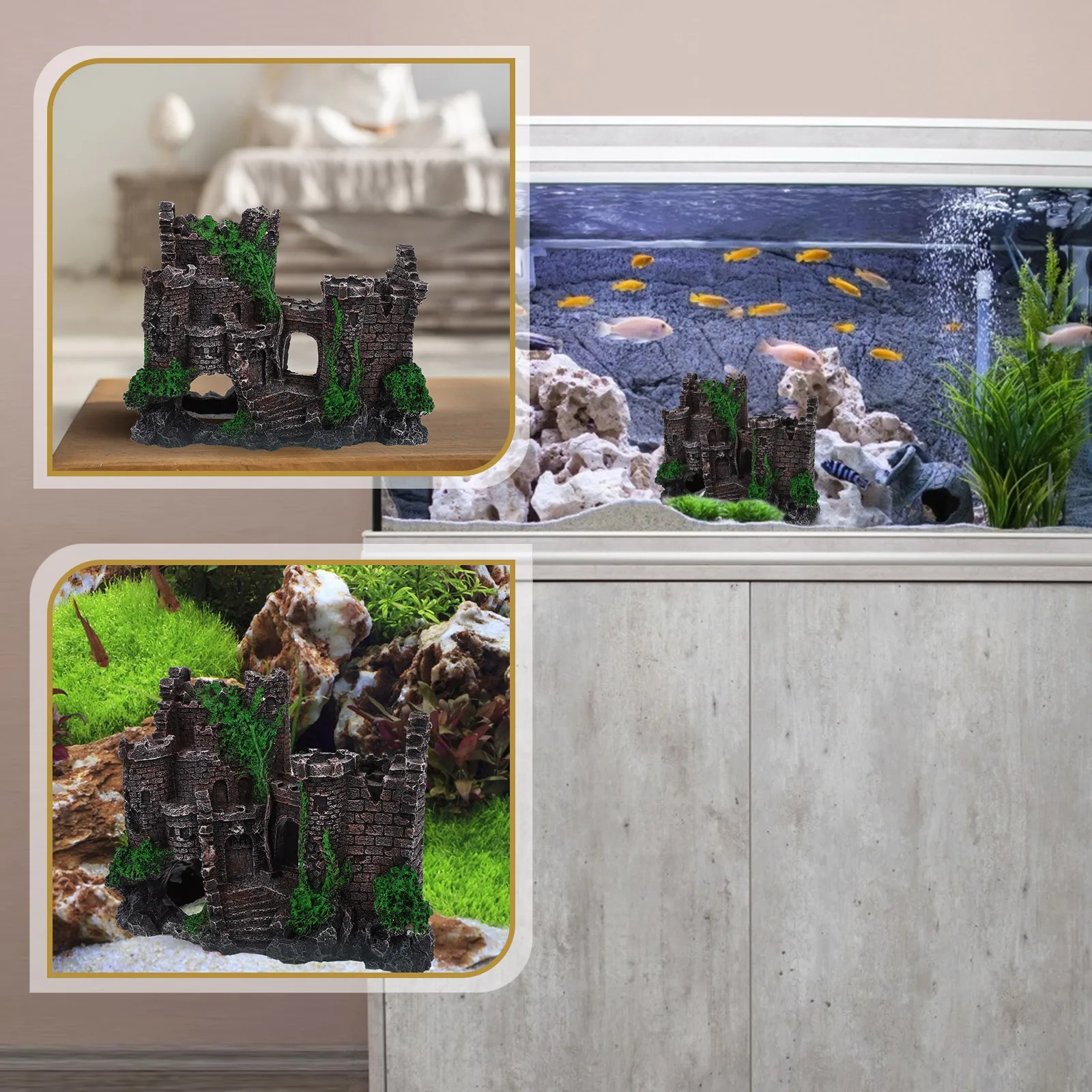 

Resin Castle Aquarium Decor Large Fish Tank Landscaping Shrimp Shelter European Style Freshwater Bowl Non Fading Vivid Pet