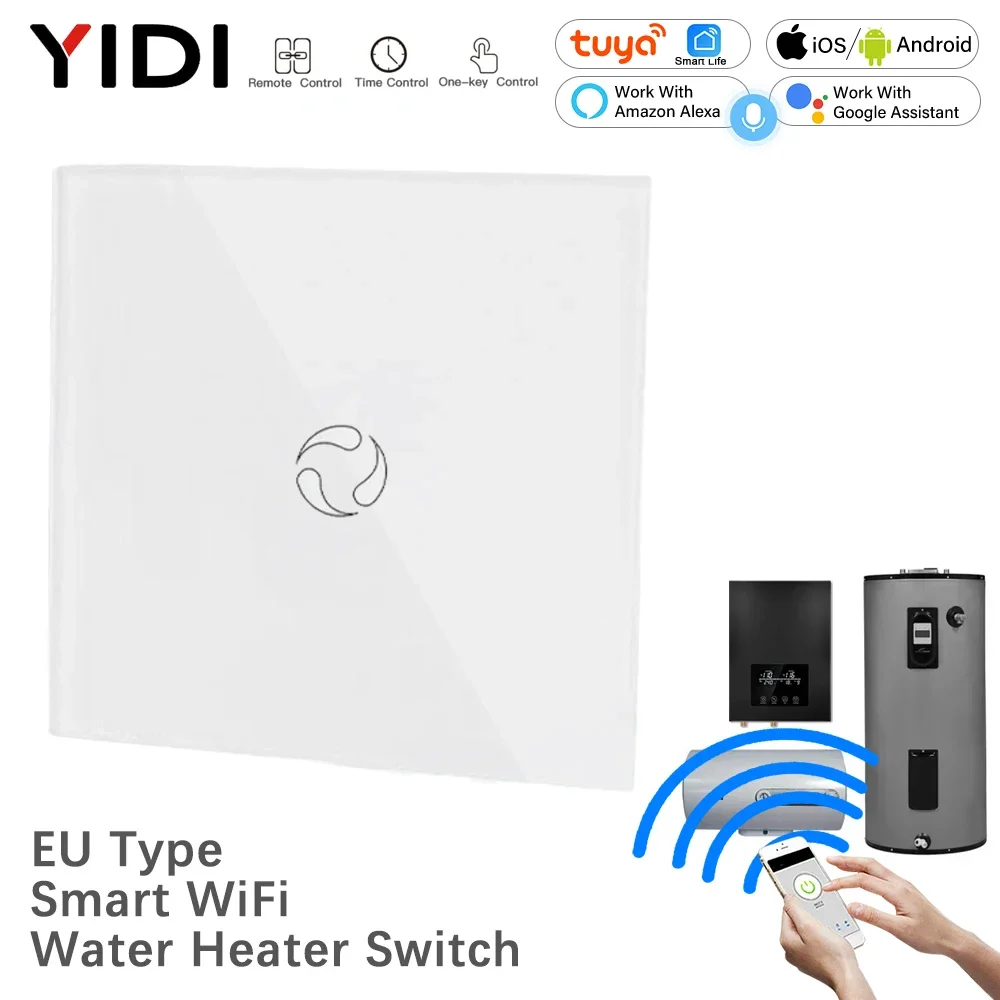 

Wi-Fi умный переключатель котла 90-250 В водонагреватель Tuya SmartLife APP дистанционное управление Alexa Echo Google Home голосовое управление стеклянная панель