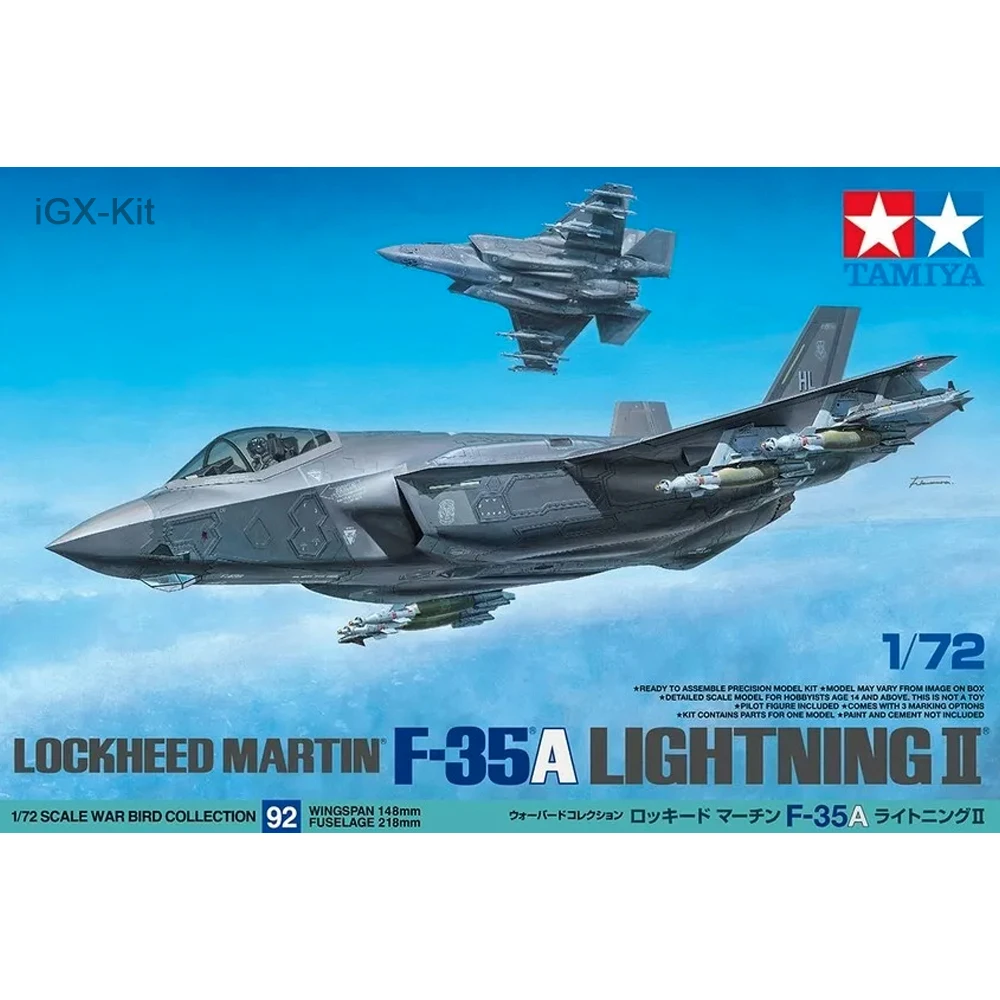 Tamiya 60792  1/72 Scale Lockheed F35 F35A F-35A Lightning II Fighter Jet Aircraft Hobby Craft Toy Plastic Model Building Kit