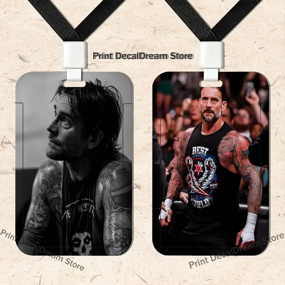 Wrestler CM P-Punk Card Holder Lanyard Camera Neck Strap Credit Card Case ID Badge Holders Credentials Protection Card Holders