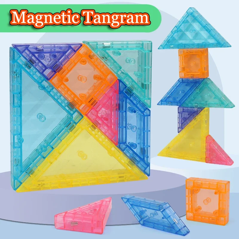 Puzzle Tangram magnétique Montessori, jeu de figurines géométriques 3D, formation à la pensée logique, jouets éducatifs pour enfants