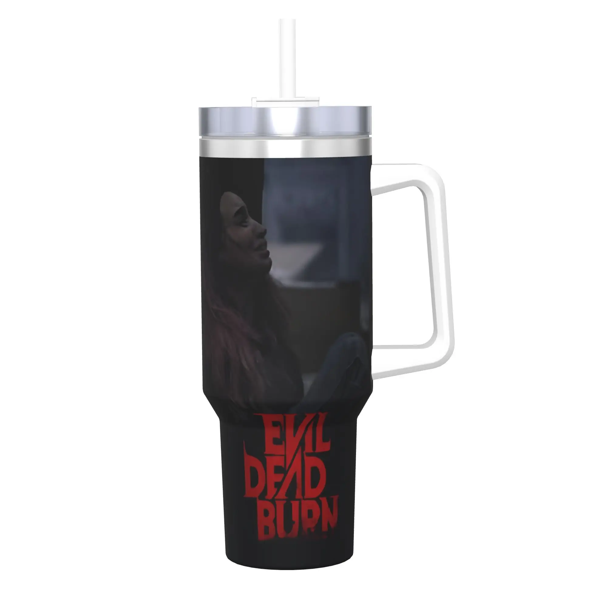 Evil Dead Burn Tumbler With Straw  Stainless Steel Tumblers Cup Double Wall Vacuum Insulated for Cold Or Hot 40oz