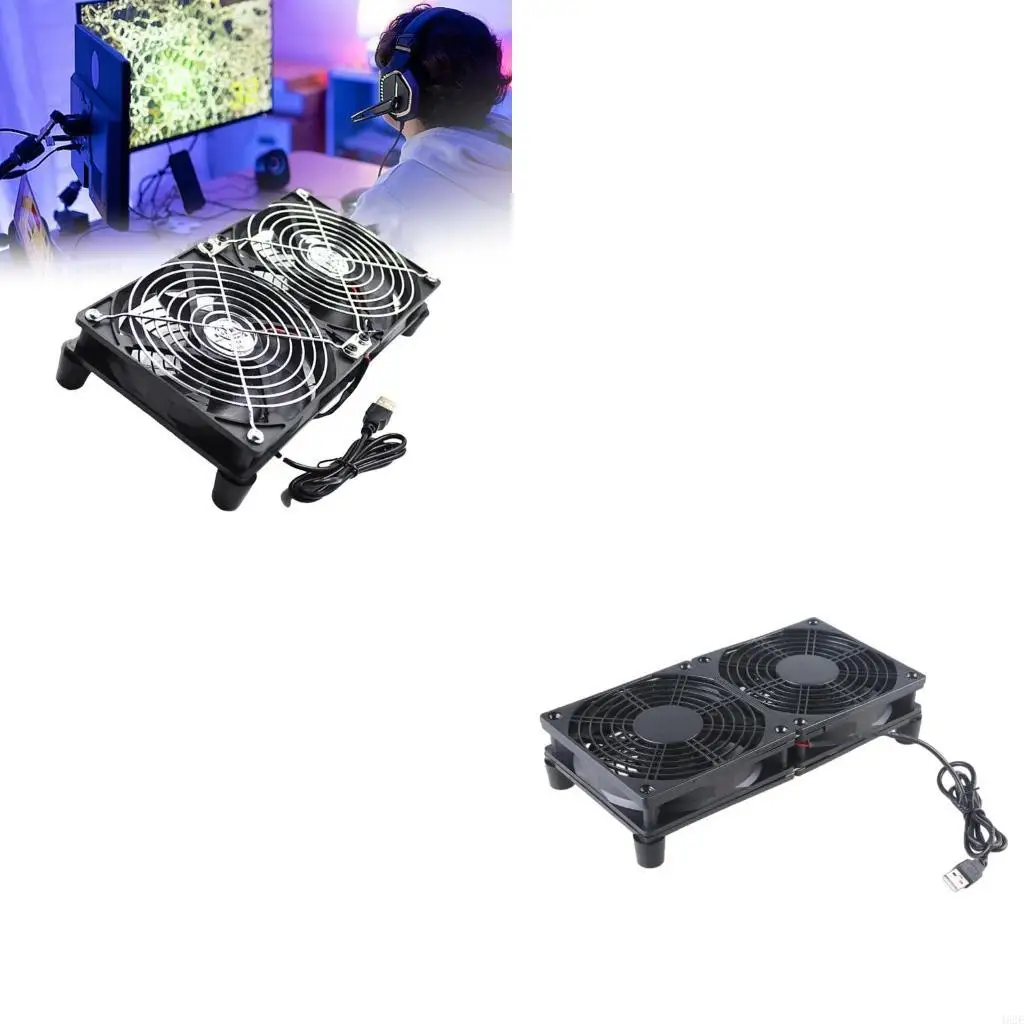 462E 120mm 5V Double USB Fan for Efficient Heat Dissipation 1400rpm Speed,45CFM for Electronics and Exhaust Ventilation