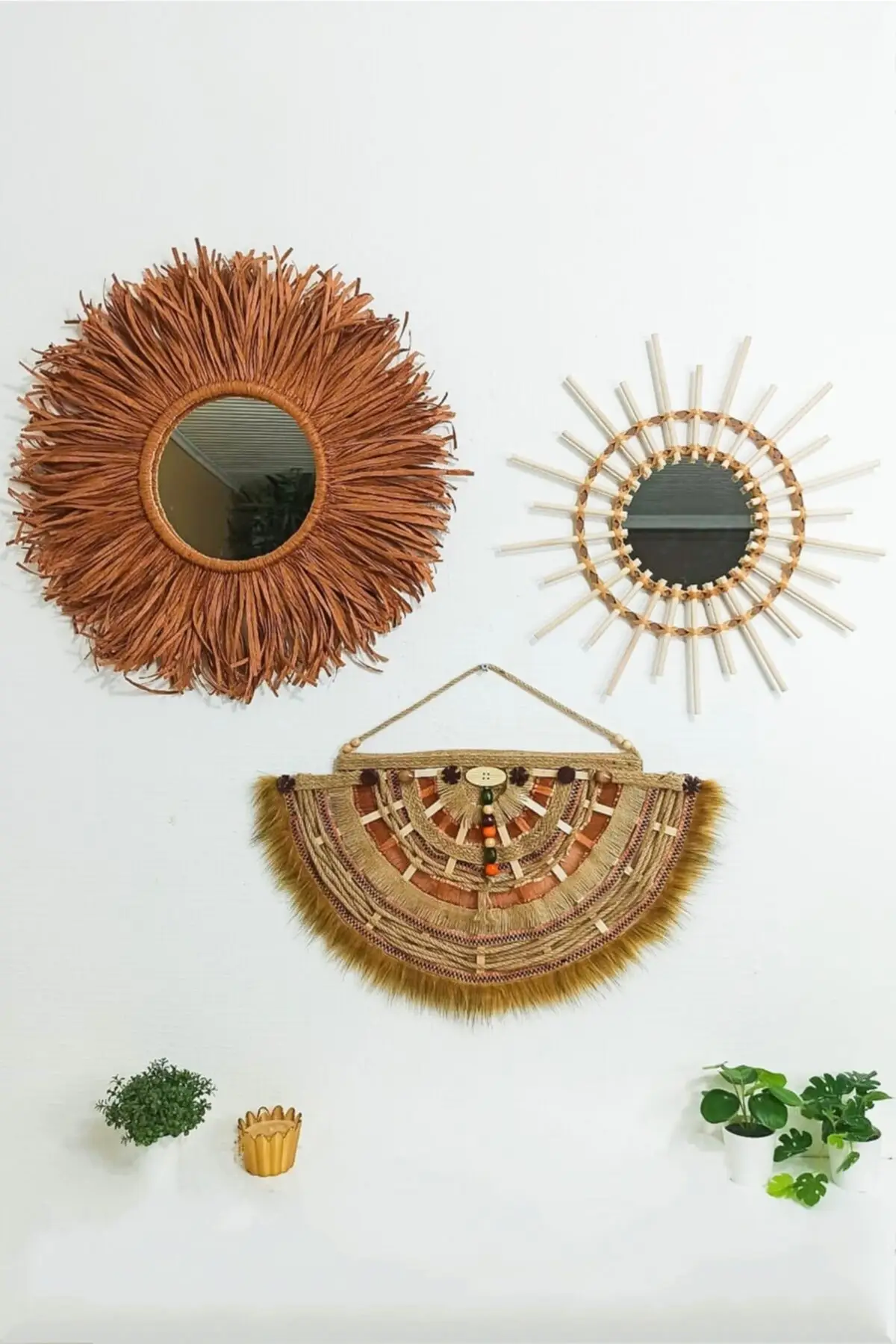 

Wicker Wall Decoration Set Raffia Mirror Bamboo Mirror Fan Raffia Wall Mirror Set Home Decor Ornament Decor Bedroom Living Room