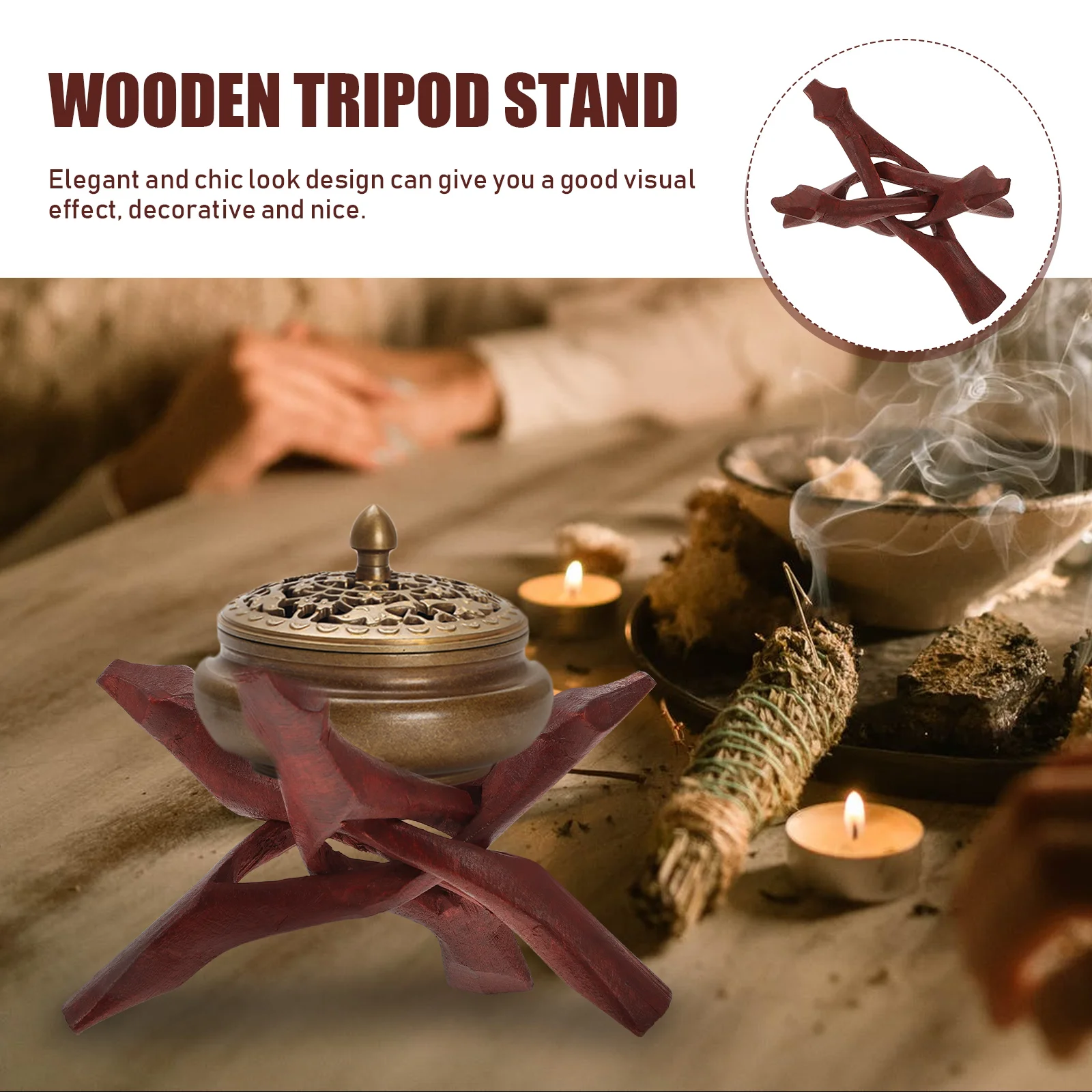 

Creative Snake Shape Solid Wood Tripod Stand Display Rack For Abalone Shell Crystal Ball Home Decor Handmade Natural Wooden