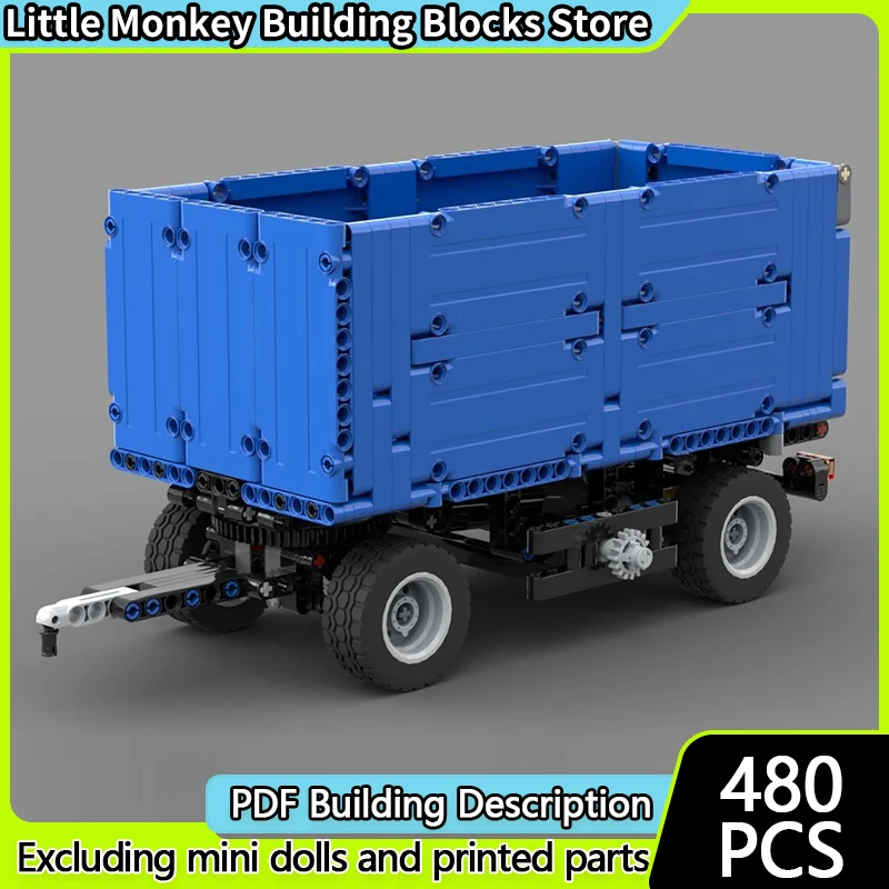 

Конструктор MOC: Модель городского автомобиля с сельскохозяйственным самосвальным прицепом. Модульная технология. Подарки для детей на праздники. Набор для сборки.