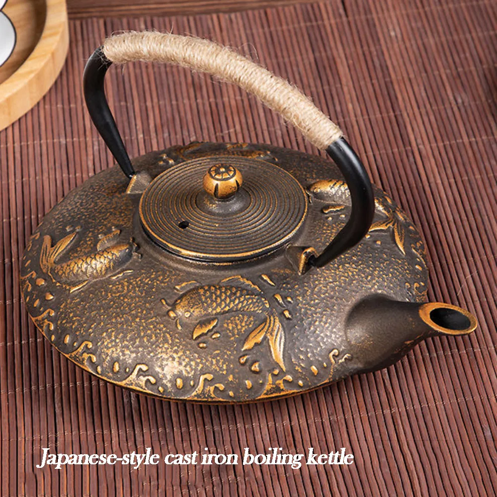 800ML Cast Iron Teapot Japanese-style Boiling Kettle Beauty Health Pig Iron Boiling Water Pot Retro Tea Set