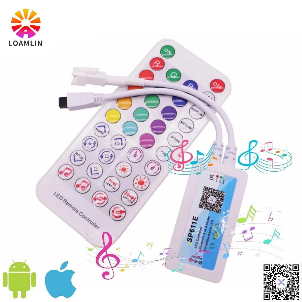 SP611E RGB Smart Music Bluetooth Smart Controller  For WS2812B SK6812 WS2811 Addressable Led RGB Tape Strip