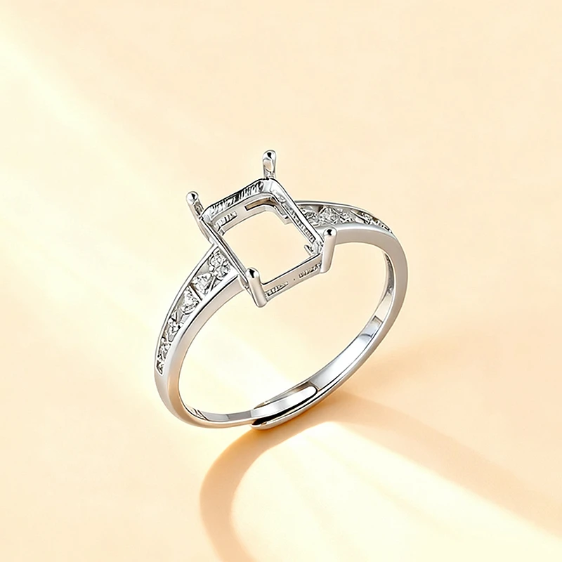 

Женское обручальное кольцо из стерлингового серебра 925 пробы, 6x8 мм, кольцо с полукреплением, кубический цирконий